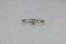 Solitärring mit Diamant, wohl 18K WG