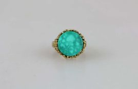 14K GG Cocktailring mit grünem Stein