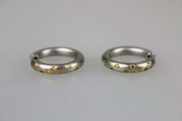 Paar Creolen mit Diamanten, 950er Platin