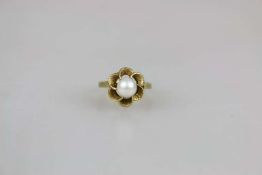 14K GG Ring mit Perle