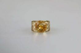 14K RG Ring mit gelbem Stein