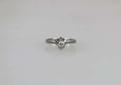 Solitärring mit Diamant, wohl 585er Weißgold