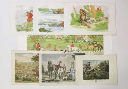 Konvolut Jagdszenerie, meist England, 7 Blatt