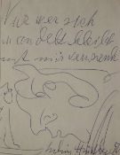 Julius HÜTHER- Zeichnung mit Sinnspruch
