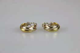 Paar 18K Creolen, tricolor