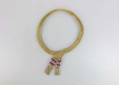 18K GG Collier mit Rubinen und Diamanten
