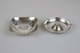 Schale und Aschenbecher mit Münzeinlage, 835er Silber