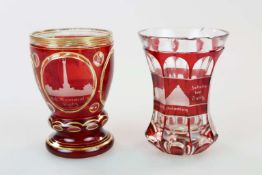 Böhmen, 2 Ansichtengläser Ende 19. Jh.