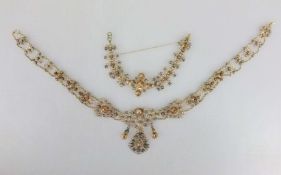 2-tlg. Schmuck-Garnitur mit Diamanten, Historismus