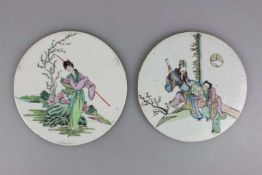 2 Porzellanplatten, China, wohl Republik-Periode