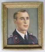 Ölgemälde eines deutschen Panzersoldaten im Zweiten Weltkrieg