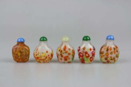 Fünf Snuffbottles Glas
