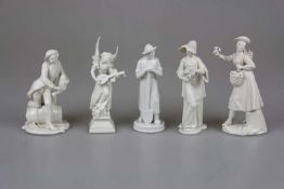 5 Figuren, Weißporzellan, Nymphenburg u. Fürstenberg