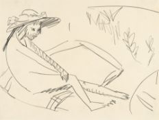 Ernst Ludwig Kirchner – Sitzende Fränzi mit Hut an Moritzburgersee