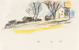 Lyonel Feininger – Landscape with Houses and Trees in Connecticut