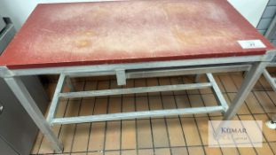 Make Unknown Poly Top Stainless Steel Framed Butchers Table, 1200x 600mm