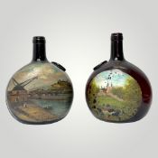 2 Boxbeutel mit Landschaften bemalt