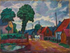 Otto Möller, Thüringer Dorf mit Pferdegespann