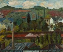 Oskar Schlemmer, Ansicht der Gärtnerei beim Stuttgarter Pragfriedhof