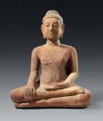 Buddha Shakyamuni. Sandstein, Lack. Thailand, Ayutthaya-Stil. Ca. 17. Jh.