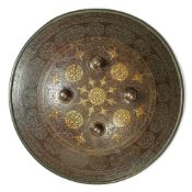 Schild (dhal). Stahl, teilweise vergoldet. Iran. Kadscharen-Dynastie, 19. Jh.