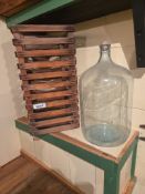 5 Gal glass jar in wood crate