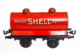 Bing Shell Kesselwagen, Spur 1, CL, 1 Kupplungsbügel fehlt, LS, L 19,5, Z 3