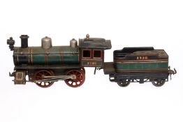 Bing B-Dampflok 2990, Spur 1, Uhrwerk intakt, grün/schwarz, mit Tender, Z 4