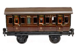 Märklin engl. Abteilwagen 2871 LMS, Spur 1, CL, mit 6 AT (1 ersetzt und lose), Dach ergänzt, tw