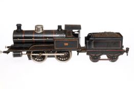 Märklin B-Dampflok, Spur 1, Uhrwerk hakt, schwarz, mit Tender, LS tw ausgeb., gealterter Lack, Z 3
