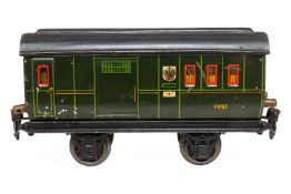 Märklin Postwagen, Spur 1, CL, Stirnseiten mit je 3 Fremdbohrungen, LS tw ausgeb., gealterter