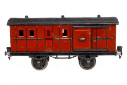 Märklin Gepäckwagen 1875, Spur 1, CL, mit 2 ST, Dach rest., LS tw ausgeb., gealterter Lack, L 24,