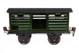 Märklin Viehwagen, Spur 1, HL, mit 1 TÖ, LS und gealterter Lack, L 19,5, Z 2