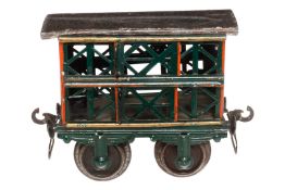 Märklin Kleintierwagen, Spur 1, uralt, HL, mit 4 ST und Bügelkupplungen, LS tw ausgeb., gealterter