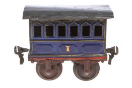 Märklin Personenwagen 1805, Spur 1, uralt, HL, mit Ösenkupplungen, Dach ersetzt und fremd angelötet,