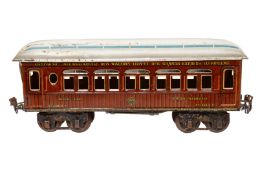Märklin int. Speisewagen 1886, Spur 1, CL, 1 Puffer lose, LS tw ausgeb., gealterter Lack, L 32,5,