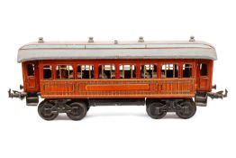 Bing Personenwagen, Spur 1, CL, 4A, 4 AT, mit 4 Sitzfiguren, Alterungssppuren, LS, L 34,5, Z 3