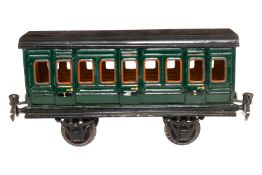 Märklin Abteilwagen, Spur 1, uralt, grün, HL, Dach nachlackiert, LS tw ausgeb., gealterter Lack, L