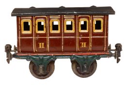 Märklin Abteilwagen, Spur 1, uralt, braun, HL, LS und gealterter Lack, L 15, Z 3