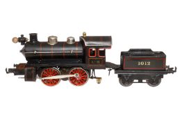 Bing B-Dampflok, Spur 1, Starkstrom, schwarz, mit Tender und 1 el. bel. Stirnlampe, tw NV und