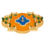 SCL Santhion Diorama mit Springbrunnen, HL, mit 2 Sitzbänken, LS und Alterungsspuren, L 47,5, Z 1-2