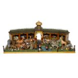 Große reichhaltige Zooanlage, Hagenbeck, mit halbrunden Käfiggebäuden und Eingang mit