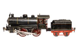 Märklin B-Dampflok R 1021, Spur 1, Uhrwerk intakt, schwarz, mit Tender und 3 imit. Stirnlampen, LS