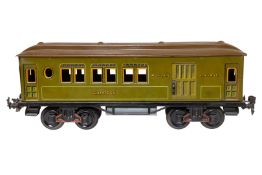 Bing Post/Personenwagen ”Express”, Spur 1, CL, mit 2 ST und Fixkupplungen, LS und Alterungsspuren, L