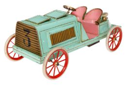 FV franz. Rennwagen ”Nr, 3”, uralt, HL, gummibereift (ersetzt), Uhrwerk intakt, mit Ersatzreifen,