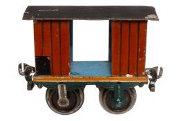 Märklin ged. Güterwagen 1803, Spur 1, uralt, HL, mit 2 TÖ und Ösenkupplungen, Dach alt nachlackiert,