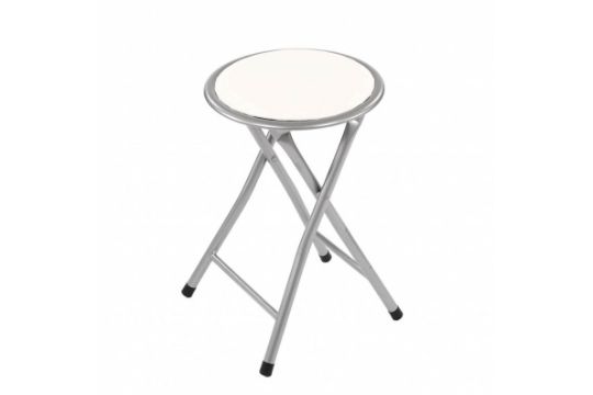 RRP £13.99 - White Padded Folding Breakfast Kitchen Bar Stool Seat - Image 1 of 4