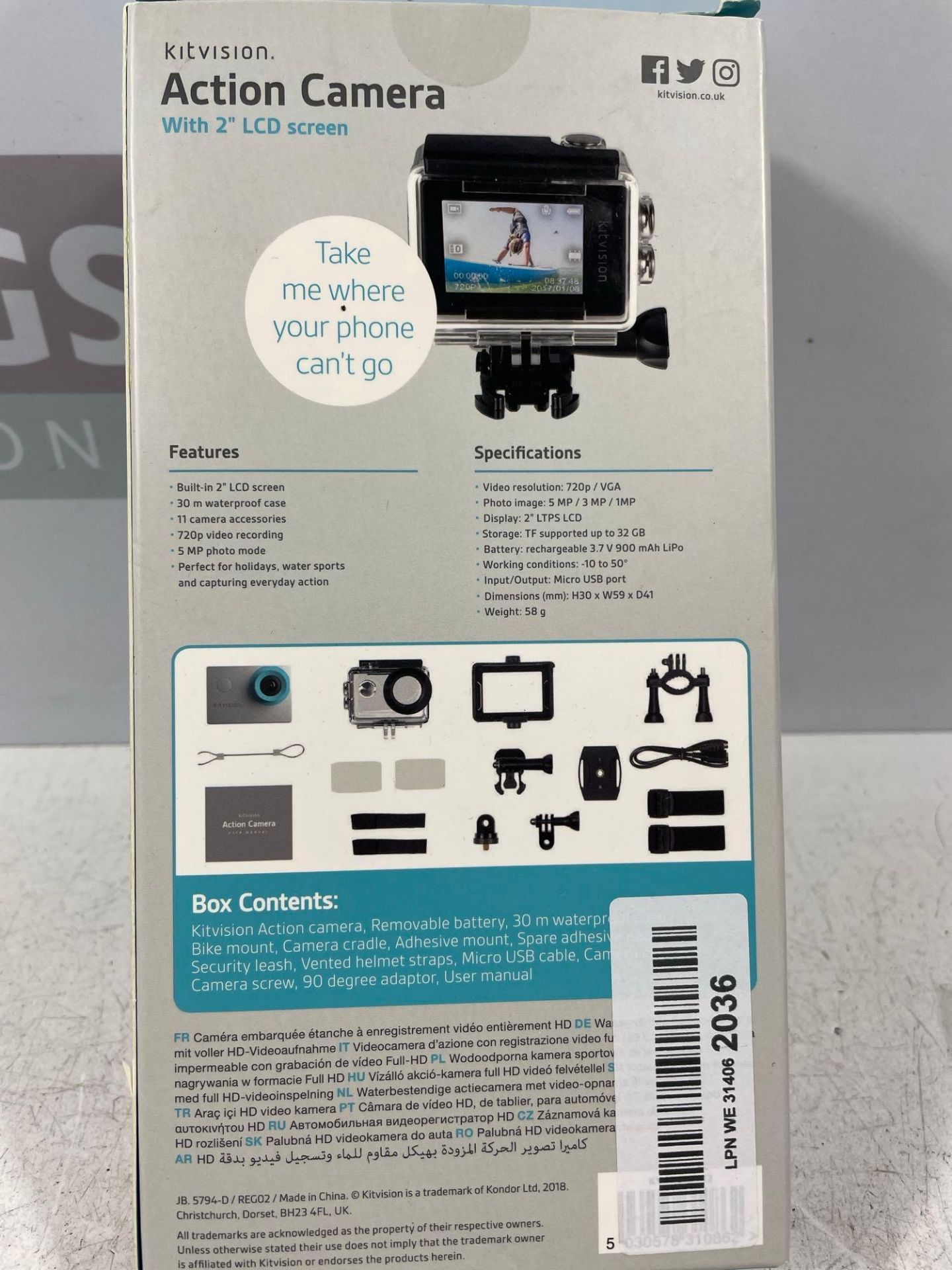 RRP £5.52 - KitVision KVACTCAM2 720p HD Action Camera - Image 5 of 8