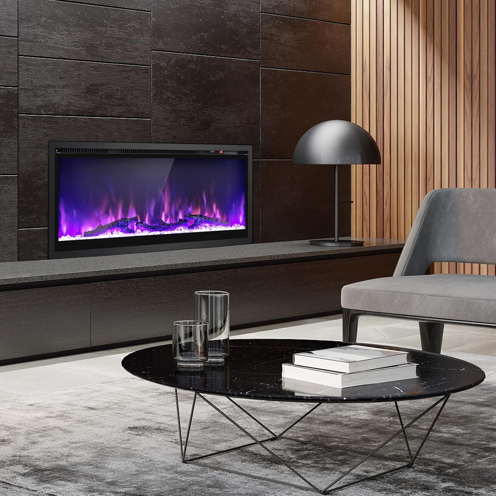 RRP £167.95 - COSTWAY 36”/91cm Electric Fireplace, Wall Mounted/Recessed/Freestanding Fire Heater