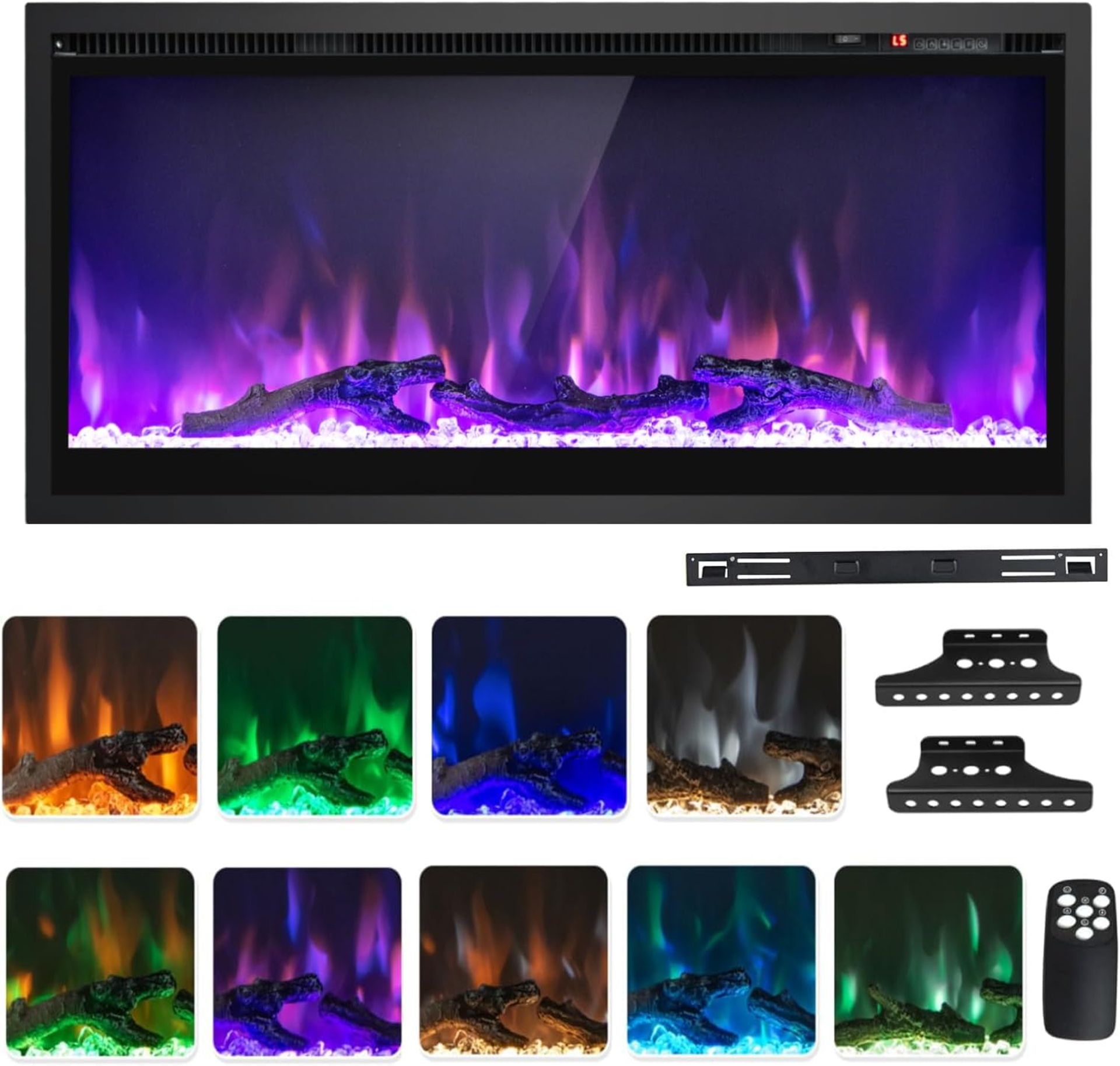 RRP £167.95 - COSTWAY 36”/91cm Electric Fireplace, Wall Mounted/Recessed/Freestanding Fire Heater - Image 3 of 5